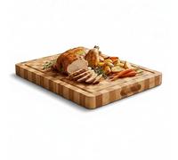 URBNLIVING Chequered Bamboo Large Butcher Block - Knife-Friendly, Non-Scratch, Moisture-Resistant Cutting & Serving Board