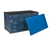 URBNLIVING Children’s Foldable Toy Storage Box with Padded Lid Seat - 60cm Collapsible Ottoman Chest Bench for Boys & Girls, Space Saving, Bedroom & Playroom Toy Organizer, Unicorn & Galaxy Print