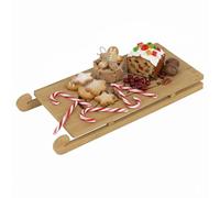 URBNLIVING Christmas Bamboo Wood Sledge Serving Tray - Festive Holiday Snack, Appetizer & Cheese Board Platter for Entertaining, Parties, and Christmas Decor