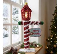 URBNLIVING Christmas LED Lantern - Large Coloured Tinsel Lamp Post Decoration for Xmas Tree & Holiday Home Display
