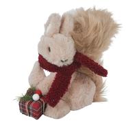 URBNLIVING Christmas Plush Squirrel Ornament - Festive Table Centrepiece, Shelf & Window Decoration for Holiday Home Décor