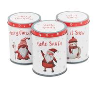 URBNLIVING Christmas Santa Jars Storage Tin Container Canisters Tea Coffee Cookie Biscuit (1 x Tall Set)