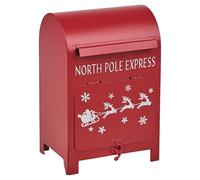 URBNLIVING Christmas Xmas Metal Letter Mail Box Santa Arched Decorative Red Table Ornament Festive Holiday Farmhouse Home Décor