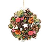 URBNLIVING Classic Christmas Wreath - Pinecones & Greenery Holiday Decoration for Door or Wall - Autumn Orange - 25cm