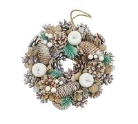 URBNLIVING Classic Christmas Wreath - Pinecones & Greenery Holiday Decoration for Door or Wall - Frosted White - 25cm