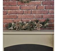 URBNLIVING Classic Decorative Green Artificial Christmas Nordic Wreath Garland Table Setting Home Décor (Gold 60cm)