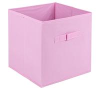 URBNLIVING Collapsible Storage Cube Drawer Box with Carry Handles (Light Pink - Large)
