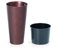 URBNLIVING Corten Steel Concrete Effect Flower Plant Pot Indoor Outdoor Garden Planter Set (1, Tall 25cm)