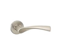 URBNLIVING Cotswold Metal Lever Latch Door Handles Set with Round Rose Suitable for Internal and External Use. Stylish, Durable, and Easy to Install for Home or Office Doors (Satin Nickel Rose)