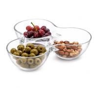 URBNLIVING Crystallin Glass Snack Bowl, 2/3 Section Divided Dip Dish for Nuts Olives Fruit Tapas & Party Nibbles Serving