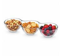 URBNLIVING Crystallin Glass Snack Bowl, 2/3 Section Divided Dip Dish for Nuts Olives Fruit Tapas & Party Nibbles Serving