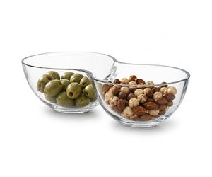 URBNLIVING Crystallin Glass Snack Bowl, 2/3 Section Divided Dip Dish for Nuts Olives Fruit Tapas & Party Nibbles Serving
