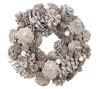 URBNLIVING Decorative Classic Artificial Design Gold & Silver Glitter Pinecone Wreath Tabletop Centerpiece Decoration (Gold)