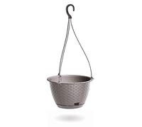URBNLIVING Easy to Fill Round Plastic Garden Wall Hanging Basket Flower Plant Pots Planter Set (Mocca, 240mm)