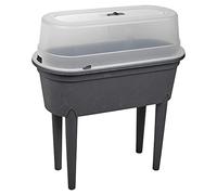 URBNLIVING Elevated Greenhouse Plastic Raised Garden Bed Planter With Lid (Black)