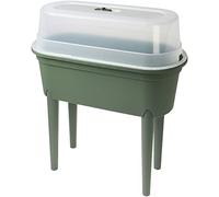 (Green) Elevated Greenhouse Plastic Raised Garden Bed Planter with Lid