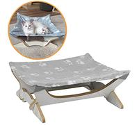URBNLIVING Elevated Indoor Calming Warm Soft Fleece Cat Kitten Pet Paw Print Bed 43 x 43 cm