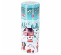 URBNLIVING Festive Christmas Metal Storage Tins - Mini Nesting & Stackable Containers Set for Holiday Treats and Gifts (1 Teal Set)