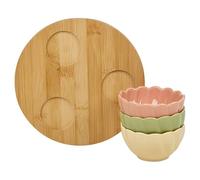 URBNLIVING Flower-Shaped Ceramic Bowl Set - Pastel Snack & Dessert Bowls for Kitchen, Serving, and Modern Dining (4 PCS)