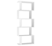 URBNLIVING Geometry S-Shaped Shelving Unit, Modern Engineered Wood Open Bookcase Storage Display Shelf for Living Room Bedroom Office (White, 5 Tier)