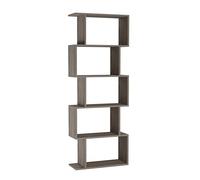 URBNLIVING Geometry S-Shaped Shelving Unit, Modern Engineered Wood Open Bookcase Storage Display Shelf for Living Room Bedroom Office (Grey Oak, 5 Tier)