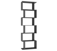 URBNLIVING Geometry S-Shaped Shelving Unit, Modern Engineered Wood Open Bookcase Storage Display Shelf for Living Room Bedroom Office (Black, 6 Tier)