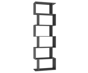 URBNLIVING Geometry S-Shaped Shelving Unit, Modern Engineered Wood Open Bookcase Storage Display Shelf for Living Room Bedroom Office (Black, 6 Tier)