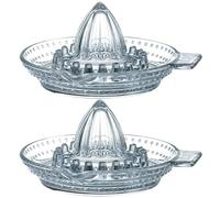 URBNLIVING Glass Lemon Squeezer Manual Citrus Juicer with Handle & Spout - Durable Clear Fruit Reamer for Lemon, Lime & Orange Juice (Set of 2)