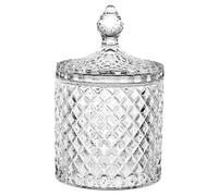 URBNLIVING Glass Round Sweet Jar with Lid - Crystal Effect Geometric Design - Perfect for Sweets, Chocolates, Treats, Snacks, Decorative Piece for Weddings, Events and Home Decor, 530ml Sizes