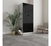 URBNLIVING Glossy Tall 2 Door Wardrobe Bedroom Storage with Hanging Rail Modern Furniture