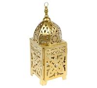 URBNLIVING Gold Metal Patterned Lantern Candle Holder for Tealights & Votive Candles, Moroccan Style Decorative Lantern for Home, Wedding Table Centrepiece, Indoor & Outdoor Use - Small Set of 1