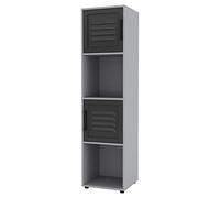 URBNLIVING Grey Cube Bookcase With Metal Door Display Shelf Storage Unit Shelving Cupboard Organiser (Black Door, 4 Cube)