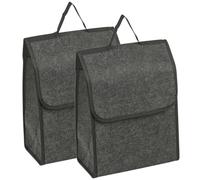 URBNLIVING Grey Felt Car Boot Organiser - Foldable Trunk Storage Box with Handles | Durable Storage for Tools, Groceries & Travel Essentials (Pack of 2)