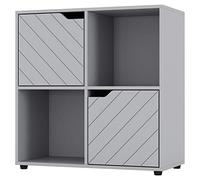 URBNLIVING Grey Wooden Cube Bookcase With Line Doors Display Shelf Storage Shelving Cupboard Modern (Grey Door, 2x2 Cube (4 Cube))