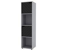 URBNLIVING Grey Wooden Cube Bookcase With Line Doors Display Shelf Storage Shelving Cupboard Modern (Black Door, 4 Cube)