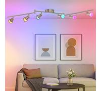 URBNLIVING GU10 RGB Ceiling Spotlight Bar - Adjustable Colour Changing Light with Remote Control, Modern LED Ceiling Fixture for Home or Office (6-Arm)