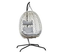 URBNLIVING Hanging Egg Chair with Stand, PE Rattan Weave & Powder Coated Steel Frame, Cushioned Indoor Outdoor Swing Seat for Garden Patio Conservatory