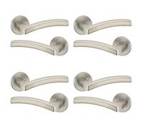 URBNLIVING Harcourt Metal Door Easy Fittings Lever Handles Set, Polished, Satin, Rose Round, Fire Stain & Scratch-Resistant for All Type Interior Exterior Door with Easy Install Hardware Tool 4/6 PCS