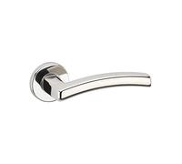 URBNLIVING Harcourt Metal Lever Latch Door Handles Set Round Rose Internal & External Use, Durable and Stylish Modern Design Easy Installation Secure for Home or Office (Polished Nickel Rose)