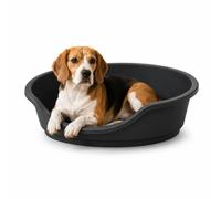 URBNLIVING Hard Plastic Dog & Cat Pet Bed, Heavy Duty Waterproof Oval Basket with Ventilated Base, Anti-Slip Feet, Chew Resistant Washable Pet Bed for Puppies, Dogs & Cats - Anthracite & Small
