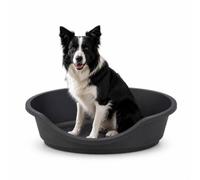 URBNLIVING Hard Plastic Dog & Cat Pet Bed, Heavy Duty Waterproof Oval Basket with Ventilated Base, Anti-Slip Feet, Chew Resistant Washable Pet Bed for Puppies, Dogs & Cats - Anthracite & Medium