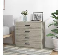 Urbnliving Height 73Cm 4 Drawer Wooden Bedroom Chest Cabinet Modern Ash Grey Carcass And Ash Grey Drawers Wide Storage Cupboard Cl