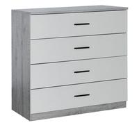 Urbnliving Height 73Cm 4 Drawer Wooden Bedroom Chest Cabinet Modern Ash Grey Carcass And Grey Drawers Wide Storage Cupboard Closet