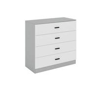 Urbnliving Height 90.5Cm 5 Drawer Wooden Bedroom Chest Cabinet Grey Carcass And White Drawers Modern Wide Storage Cupboard Closet