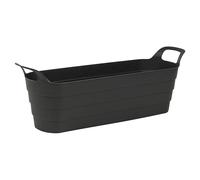 URBNLIVING Herb Pots with Handles Plastic Flexi Black Garden Planter Flower Window Box 100% Recycled Farmhouse Patio Troughs Indoor Outdoor