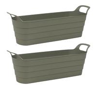 URBNLIVING Herb Pots with Handles Plastic Flexi Green Garden Planter Flower Window Box 100% Recycled Farmhouse Patio Troughs Indoor Outdoor Pack of 2