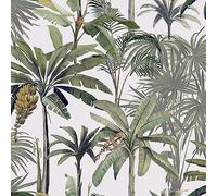 URBNLIVING Home Decoration DIY Vinyl Textured Designed Black Gold Champagne Feature Wall Decorative Wallpaper Rolls (Banana Palm Trees Vinyl Textured Wallpaper 180GSM)