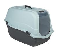 URBNLIVING Hooded Enclosed Cat Litter Tray with Flap Door & Carbon Filter, Covered Cat Litter Box, Large Plastic Cat Toilet for Indoor Cats -Light Blue Top