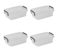 URBNLIVING Kitchen Food Locking Safe Storage Boxes with Lids Handles Clip Plastic Clear Small Medium Large Size Strong 650ml Box Pack of 4 Container Multi Purpose Use