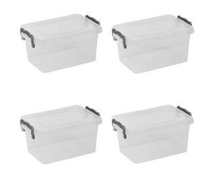 URBNLIVING Kitchen Food Locking Safe Storage Boxes with Lids Handles Clip Plastic Clear Small Medium Large Size Strong 1L Box Pack of4 Container Multi Purpose Use